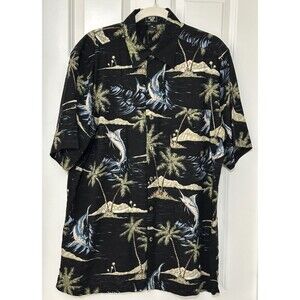 Junction West Hawaiian Shirt Mens M Marlin Fish Aloha Rayon Tropical Vacation